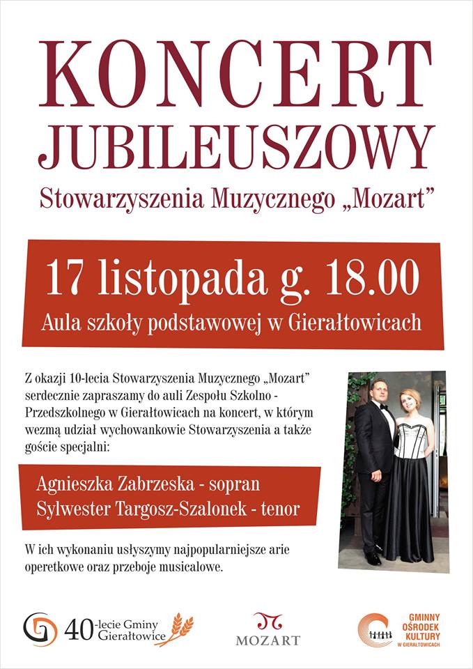Gierałtowice : Koncert Jubileuszowy Stowarzyszenia Muzycznego ” Mozart” | Iknw - Iknurów.pl
